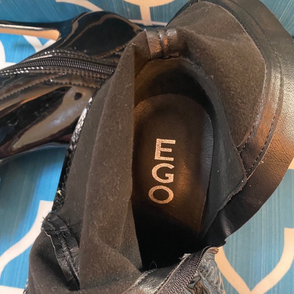 🎥EGO🎥STARLIGHT-E PATIN LEATHER STRETCH STILETTO JEWEL TOE SIDE ZIP ANKLE BOOTS - Picture 7 of 13